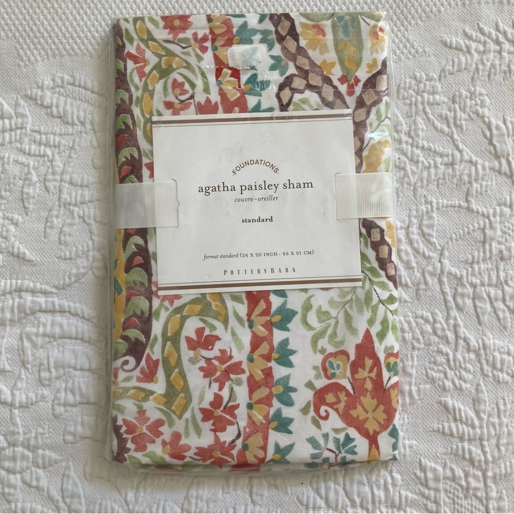 New Pottery Barn Foundations Agatha paisley sham standard pillow case